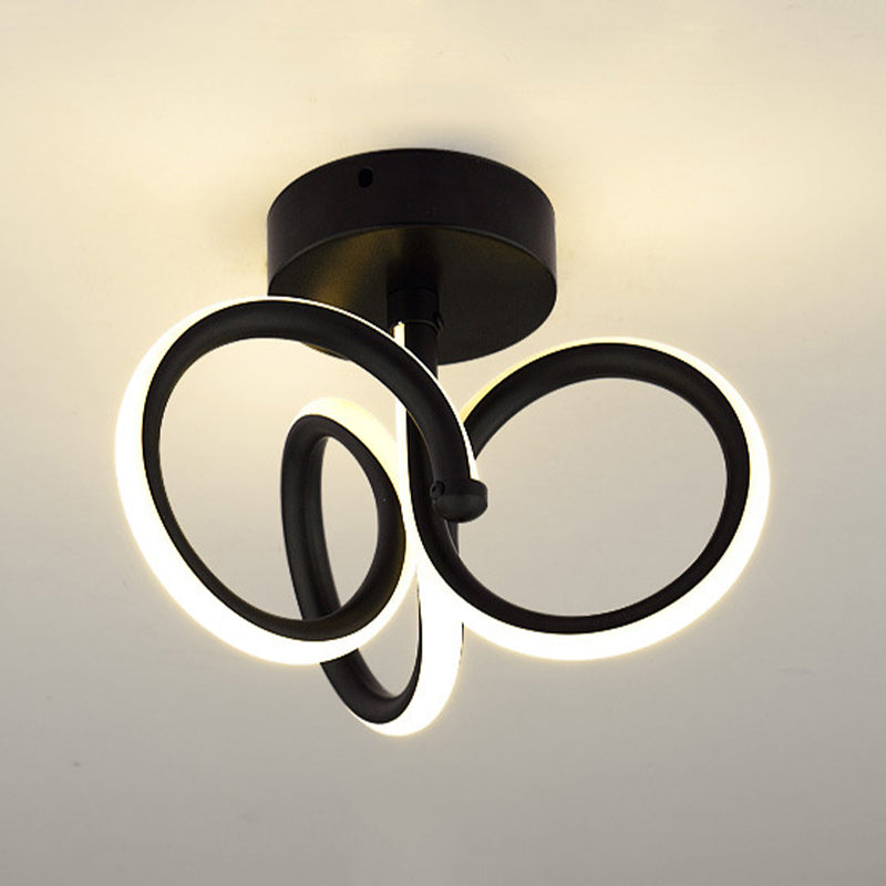 Metal Linear Shape Flush Mount Light Modern Style 2 Lights Flush Ceiling Light in Black