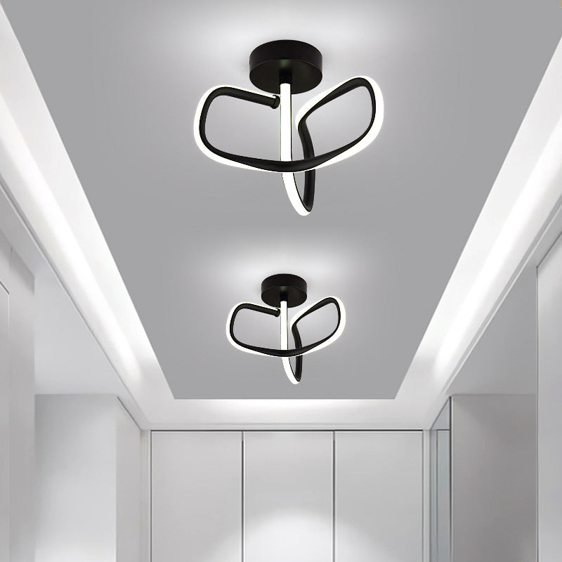 Metal Linear Shape Flush Mount Light Modern Style 2 Lights Flush Ceiling Light in Black