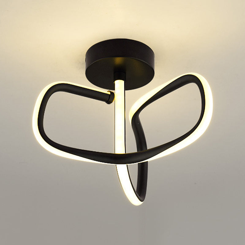 Metal Linear Shape Flush Mount Light Modern Style 2 Lights Flush Ceiling Light in Black