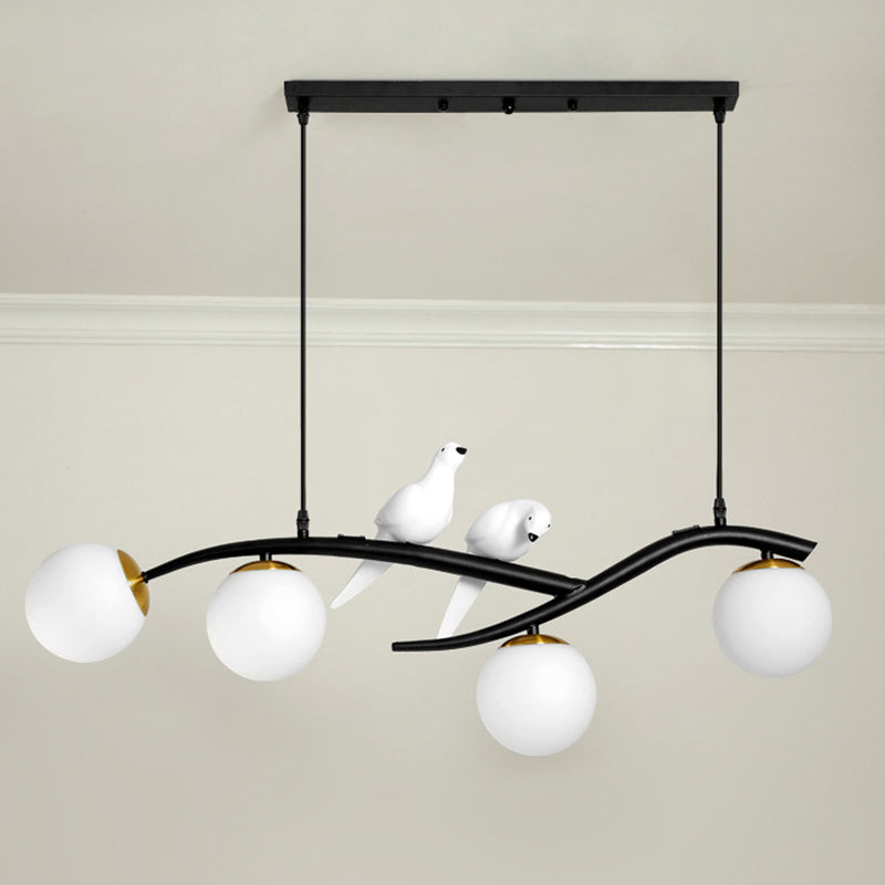 Glass Globe Shaded Ceiling Light Modern Black/Golden Kitchen Island Lighting for Foyer