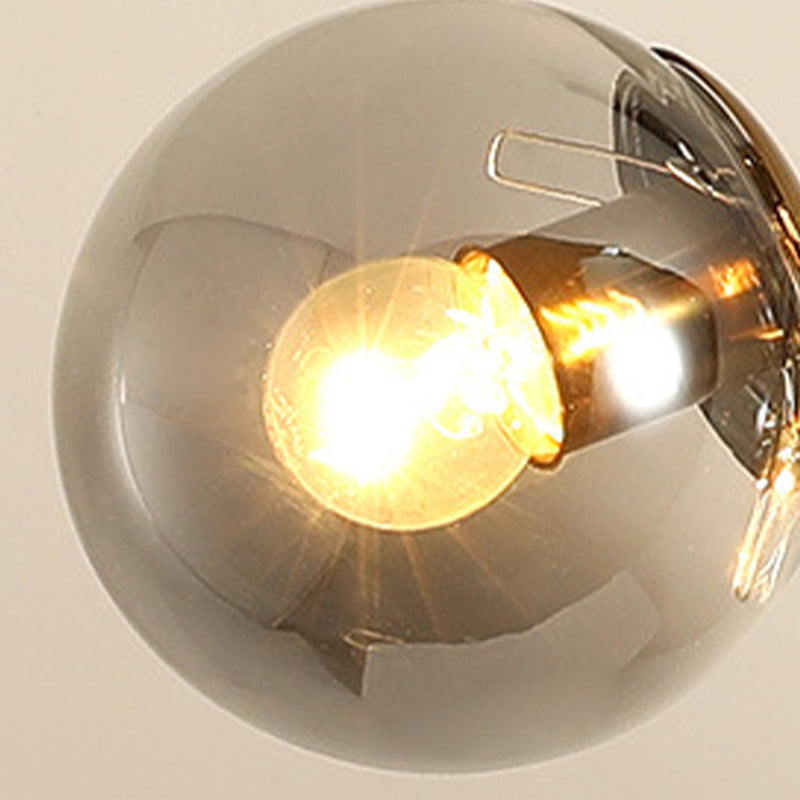 Glass Globe Shaded Ceiling Light Modern Black/Golden Kitchen Island Lighting for Foyer