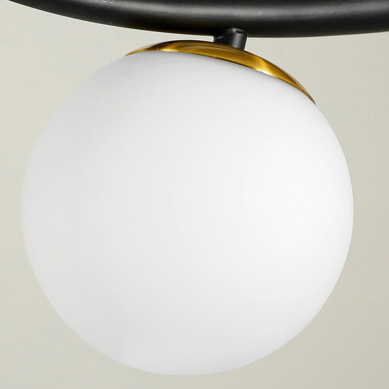 Glass Globe Shaded Ceiling Light Modern Black/Golden Kitchen Island Lighting for Foyer