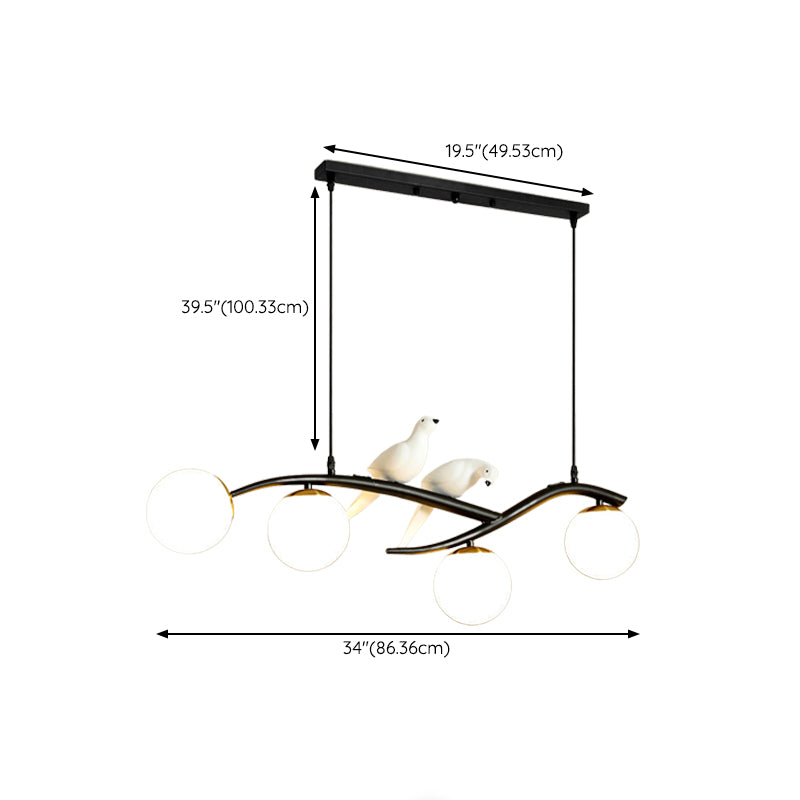 Glass Globe Shaded Ceiling Light Modern Black/Golden Kitchen Island Lighting for Foyer