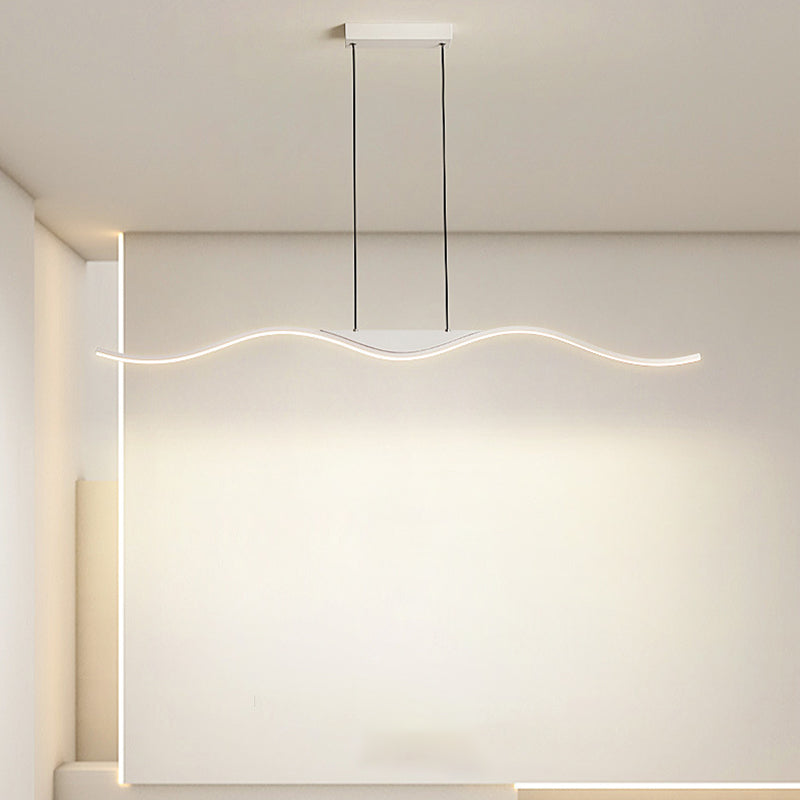 White Linear Kitchen Island Lighting Metal Square Ceiling Light for Living Room