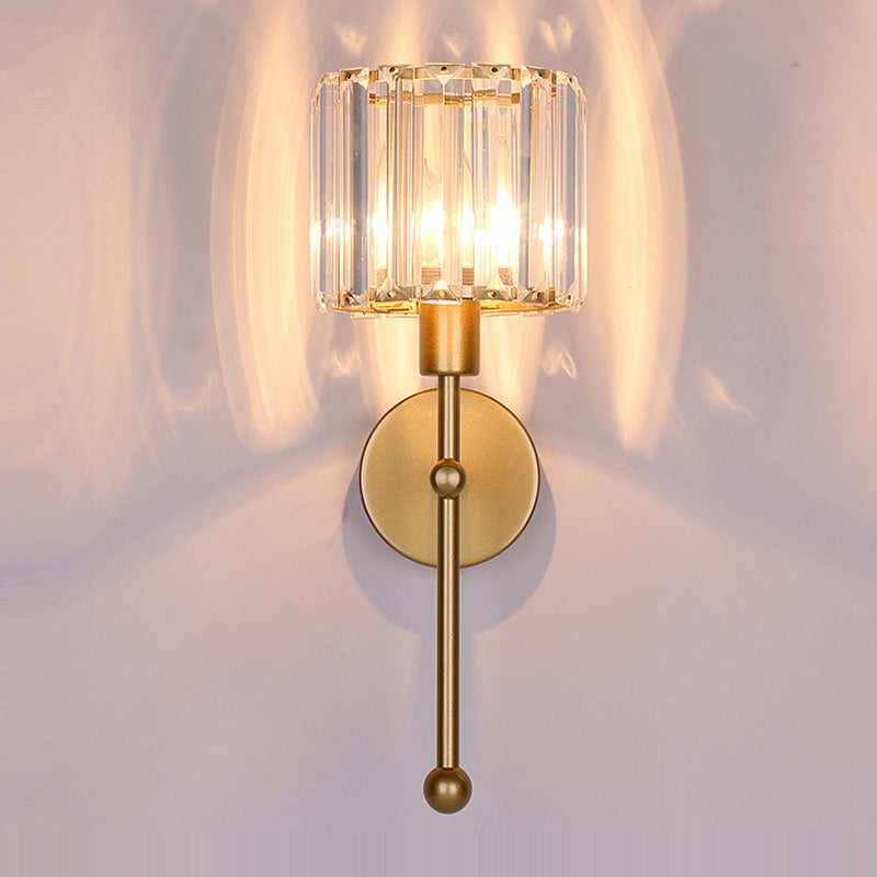 Crystal Cylinder Shape Wall Light Modern Style 1 Light Wall Light Sconce