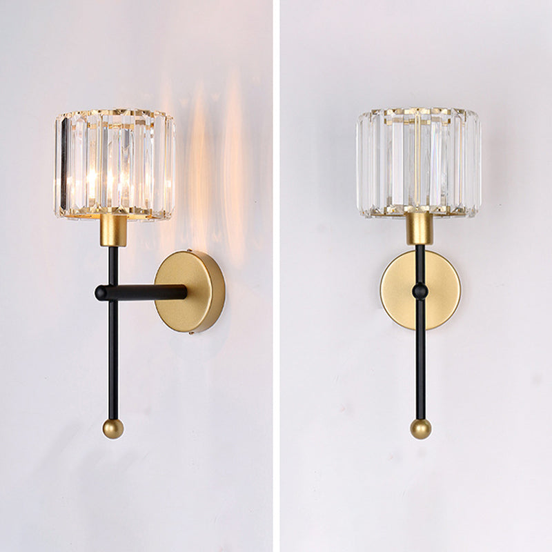 Crystal Cylinder Shape Wall Light Modern Style 1 Light Wall Light Sconce