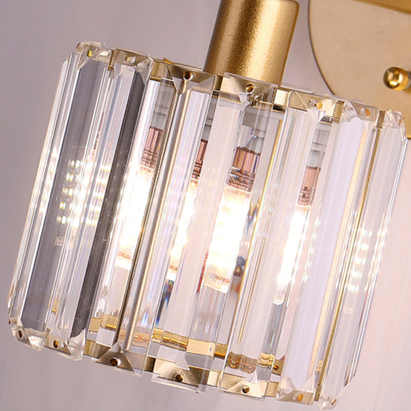 Crystal Cylinder Shape Wall Light Modern Style 1 Light Wall Light Sconce