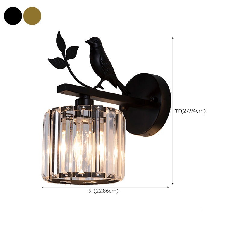 Crystal Cylinder Shape Wall Light Modern Style 1 Light Wall Light Sconce