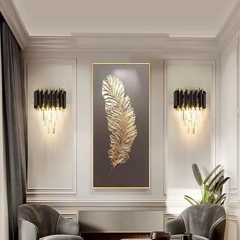 Crystal Geometric Shape Wall Light Modern Style 2 Lights Wall Light Sconce in Black
