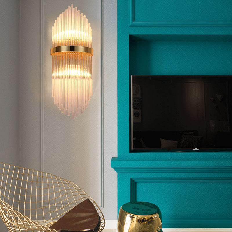 Unique Shape Wall Light Fixture Modern Crystal Wall Mounted Lighting in Gold Finish