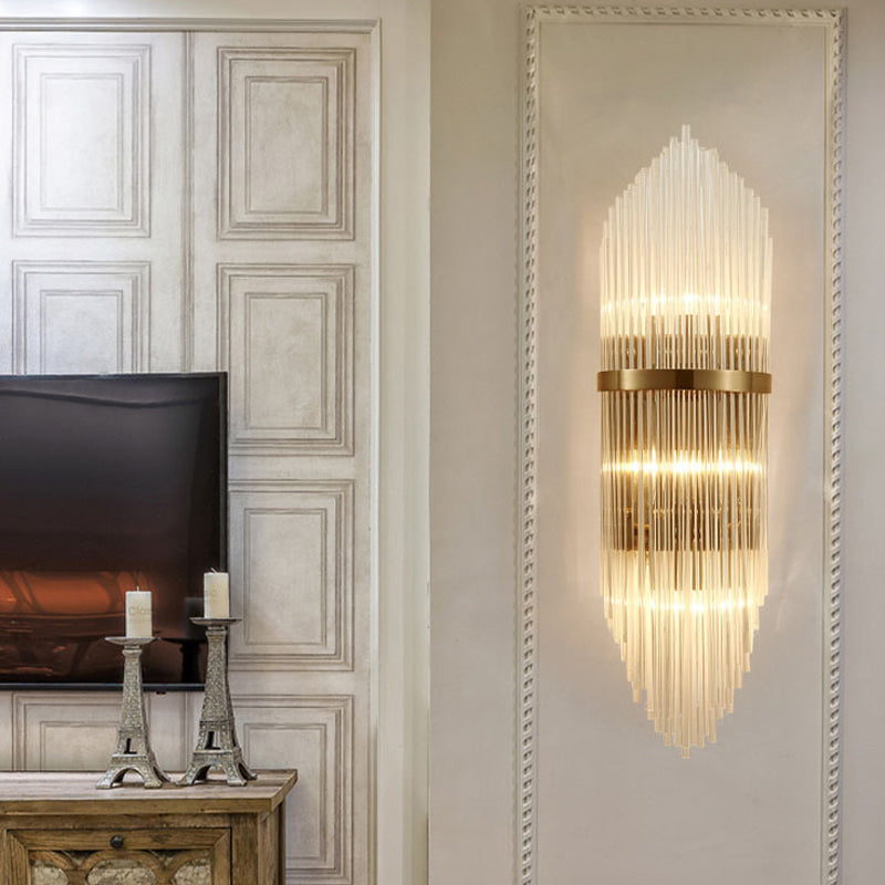 Unique Shape Wall Light Fixture Modern Crystal Wall Mounted Lighting in Gold Finish