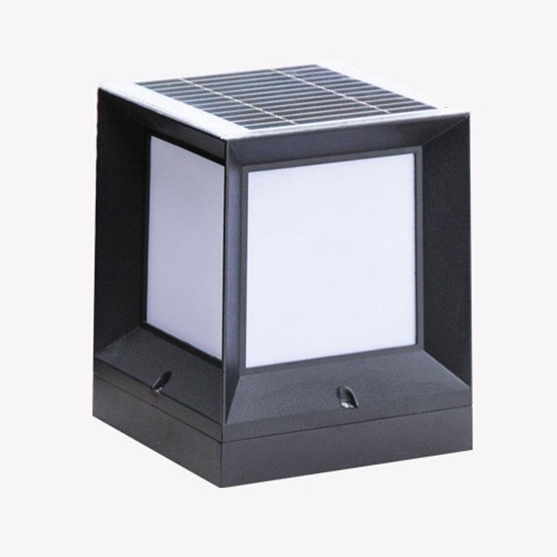 Patio Solar Energy Pillar Lamp Modern Square LED Outdoor Light