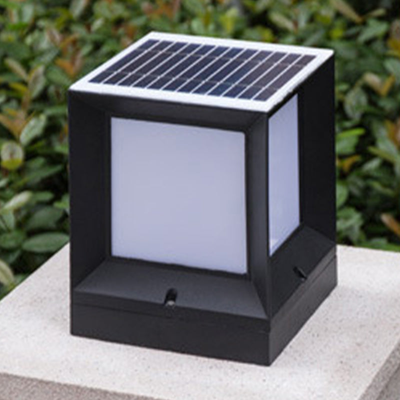 Patio Solar Energy Pillar Lamp Modern Square LED Outdoor Light