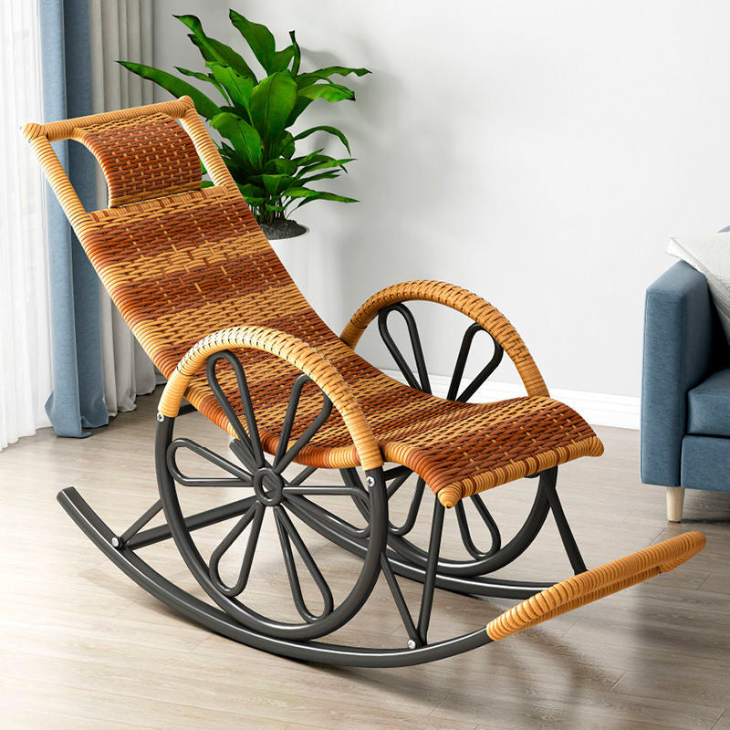 Modern Rocking Chair Wicker Solid Color Metal Chair Legs Porch Rocking Chair
