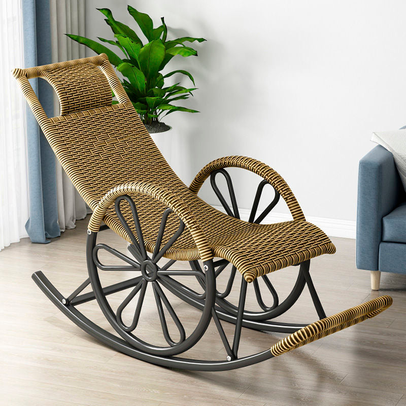 Modern Rocking Chair Wicker Solid Color Metal Chair Legs Porch Rocking Chair