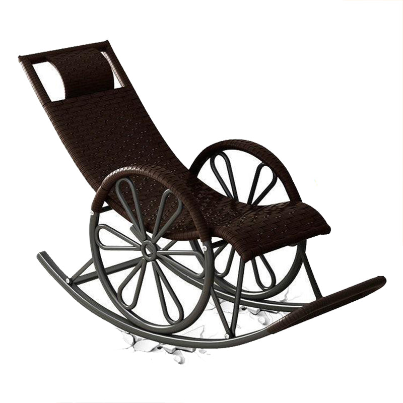Modern Rocking Chair Wicker Solid Color Metal Chair Legs Porch Rocking Chair