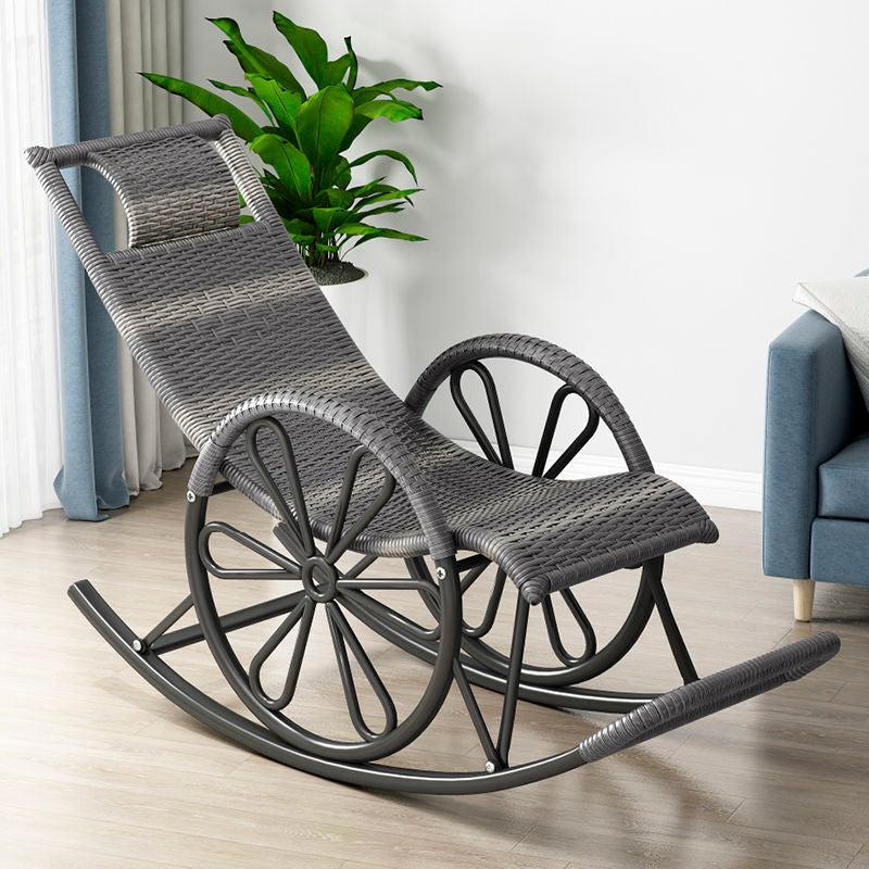 Modern Rocking Chair Wicker Solid Color Metal Chair Legs Porch Rocking Chair