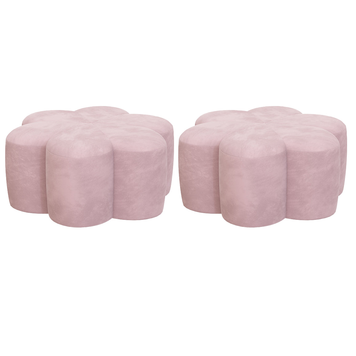 Flower Shape Pouf Velvet Pure Color Scratch Resistant Upholstered Pouf