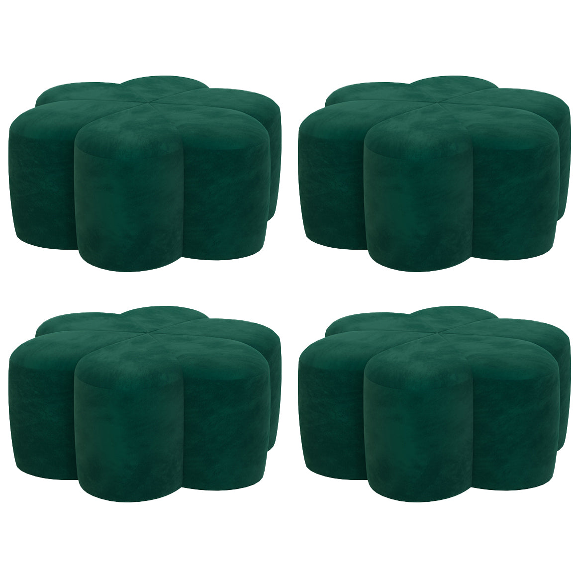 Flower Shape Pouf Velvet Pure Color Scratch Resistant Upholstered Pouf