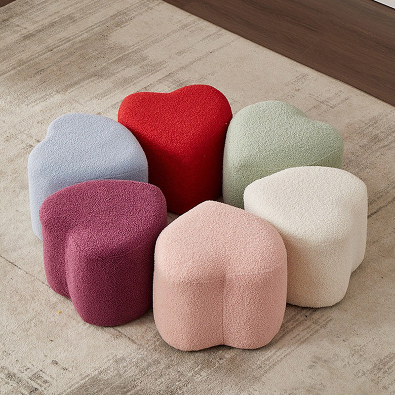 Contemporary Pouf Solid Color Sherpa Heart Shape Fade Resistant Pouf