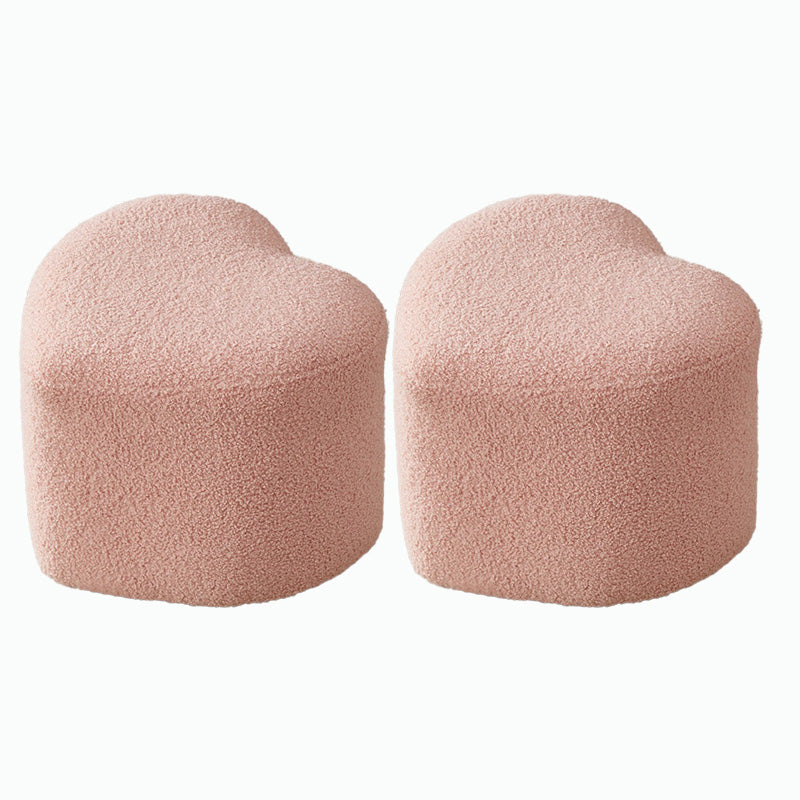 Contemporary Pouf Solid Color Sherpa Heart Shape Fade Resistant Pouf