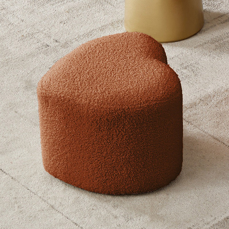 Contemporary Pouf Solid Color Sherpa Heart Shape Fade Resistant Pouf