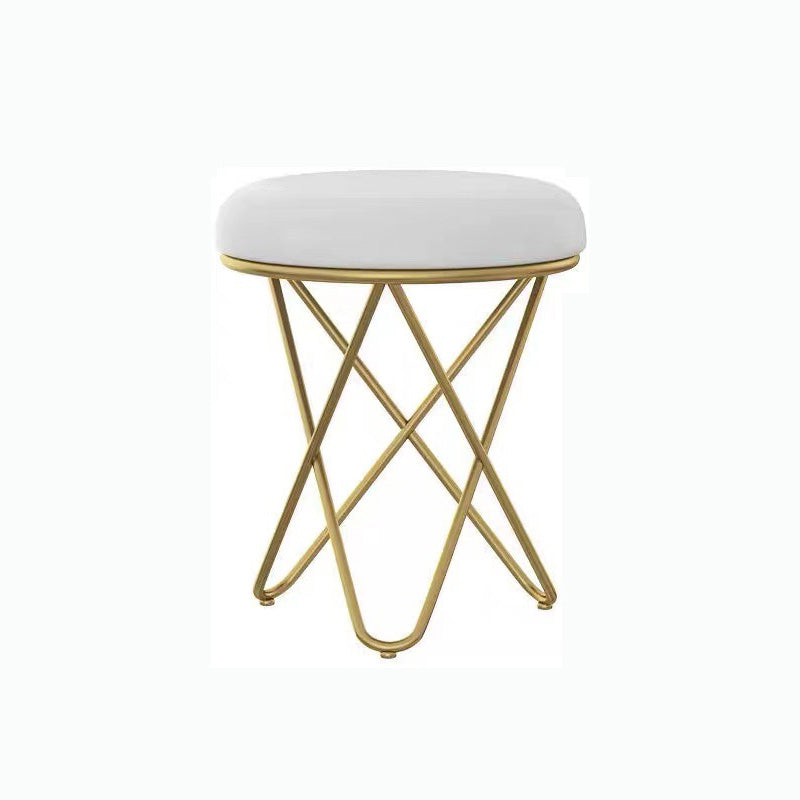 Round Ottoman Scratch Resistant Modern Pure Color Upholstered Ottoman