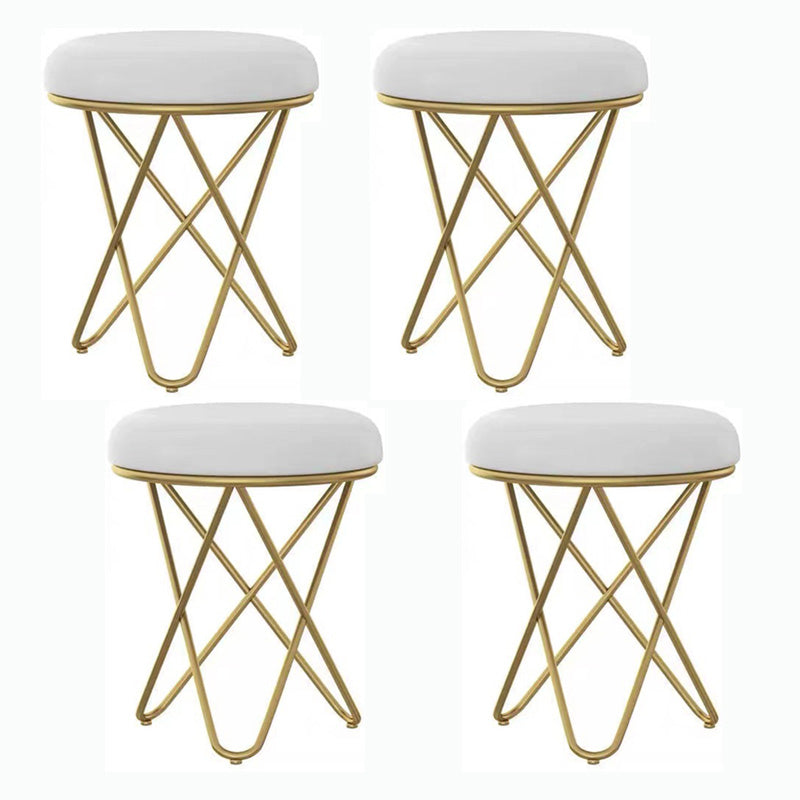 Round Ottoman Scratch Resistant Modern Pure Color Upholstered Ottoman