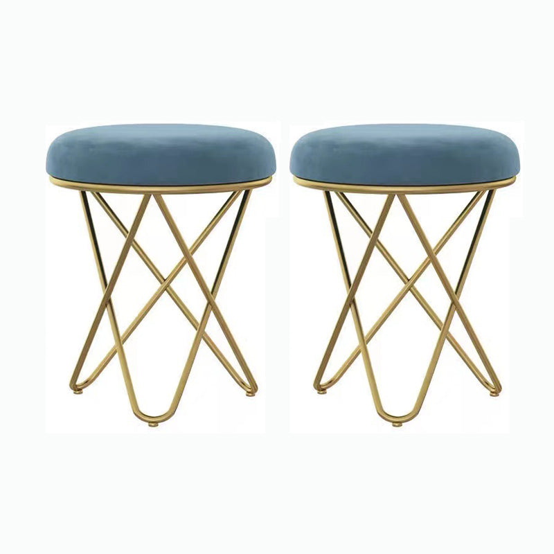 Round Ottoman Scratch Resistant Modern Pure Color Upholstered Ottoman