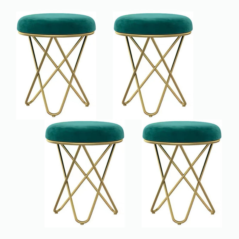 Round Ottoman Scratch Resistant Modern Pure Color Upholstered Ottoman