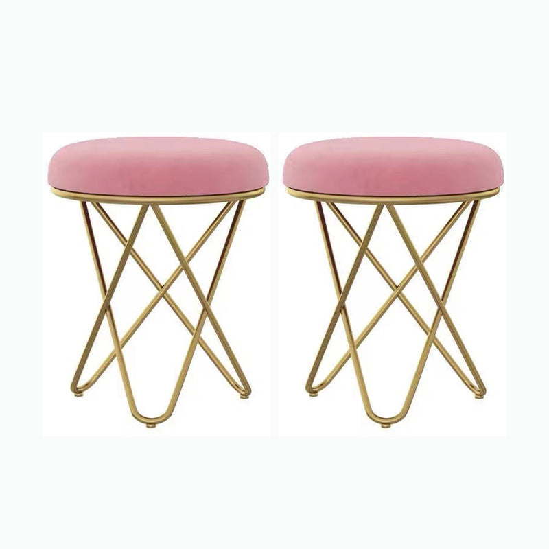 Round Ottoman Scratch Resistant Modern Pure Color Upholstered Ottoman