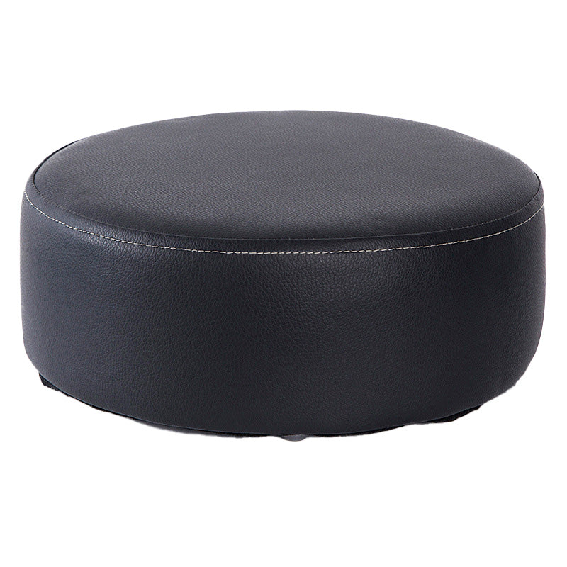 Water Resistant Ottoman Solid Color Faux Leather Round Pouf Ottoman