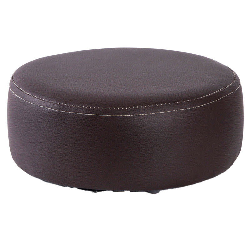 Water Resistant Ottoman Solid Color Faux Leather Round Pouf Ottoman