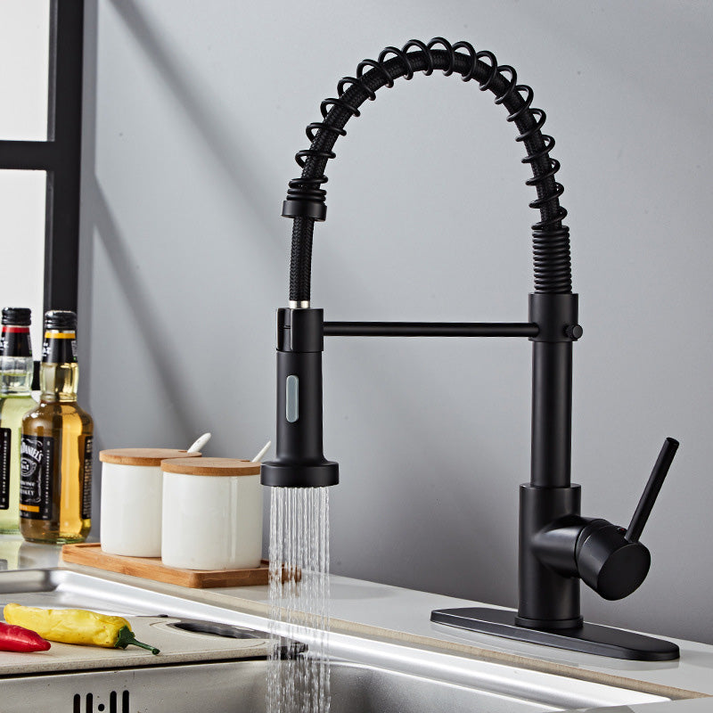 Glam Sink Faucet Brass Lever Handles Spring Neck Swivel Spout Bathroom Vessel Faucet