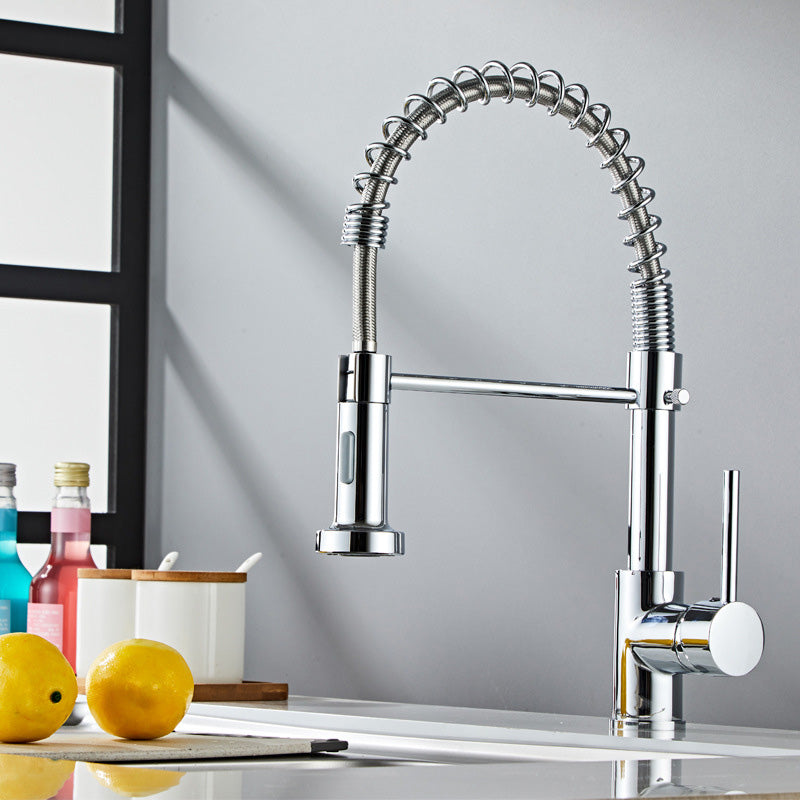 Glam Sink Faucet Brass Lever Handles Spring Neck Swivel Spout Bathroom Vessel Faucet