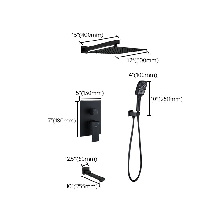 Modern Shower Set Brass Square Temperature Control Shower System