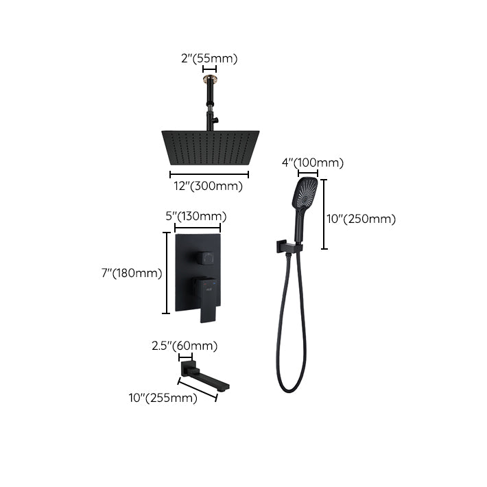 Modern Shower Set Brass Square Temperature Control Shower System
