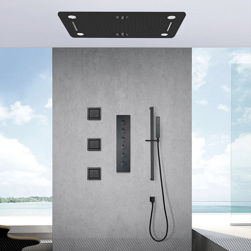 Modern Shower System Brass Slide Bar Included Ceiling Mounted Shower Head Combo