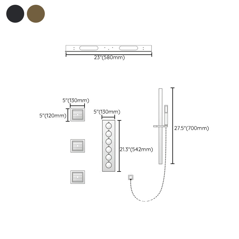Modern Shower System Brass Slide Bar Included Ceiling Mounted Shower Head Combo
