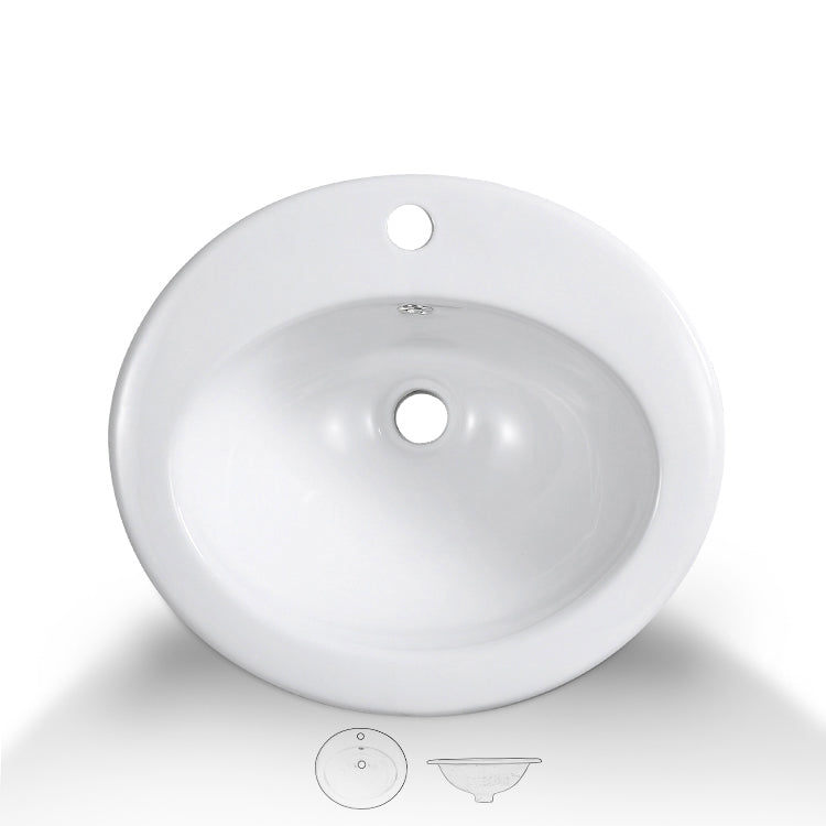 Traditional Wash Stand Oval Shape Porcelain with Pop-Up Drain Vessel Bathroom Sink