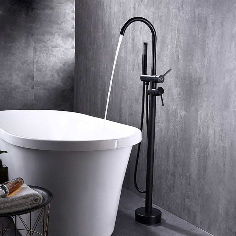 Floor Mounted Metal Freestanding Tub Filler High Arc Freestanding Faucet