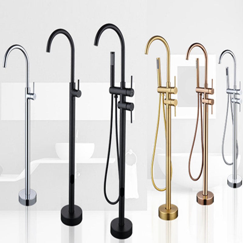 Floor Mounted Metal Freestanding Tub Filler High Arc Freestanding Faucet