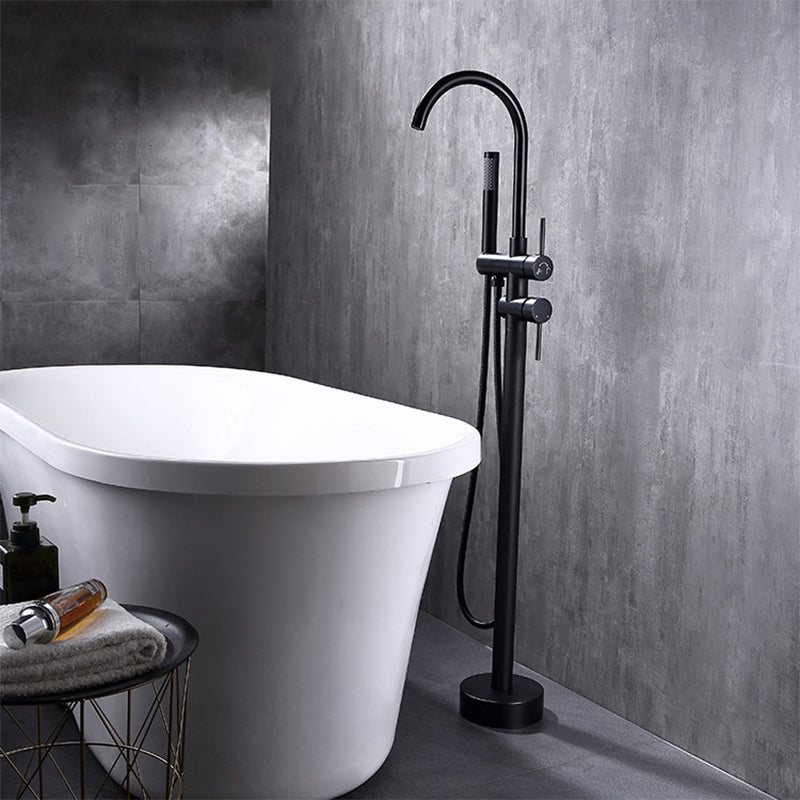 Floor Mounted Metal Freestanding Tub Filler High Arc Freestanding Faucet