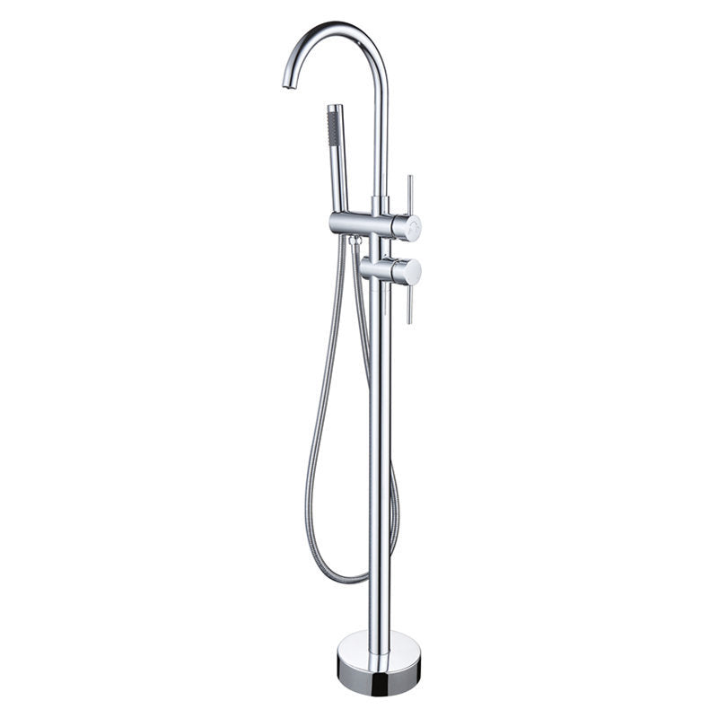 Floor Mounted Metal Freestanding Tub Filler High Arc Freestanding Faucet