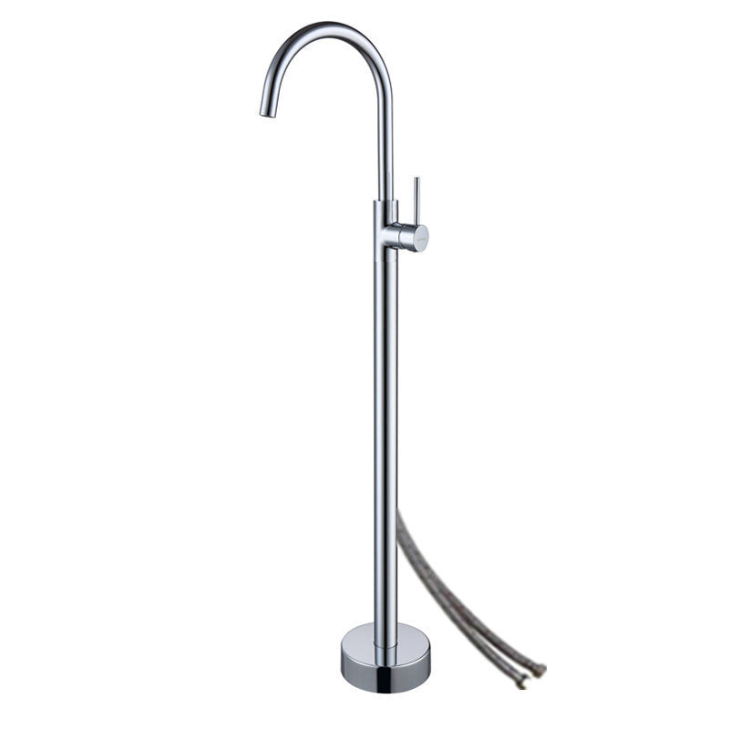 Floor Mounted Metal Freestanding Tub Filler High Arc Freestanding Faucet
