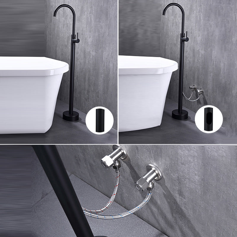 Floor Mounted Metal Freestanding Tub Filler High Arc Freestanding Faucet
