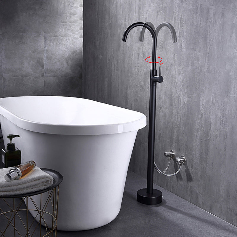 Floor Mounted Metal Freestanding Tub Filler High Arc Freestanding Faucet