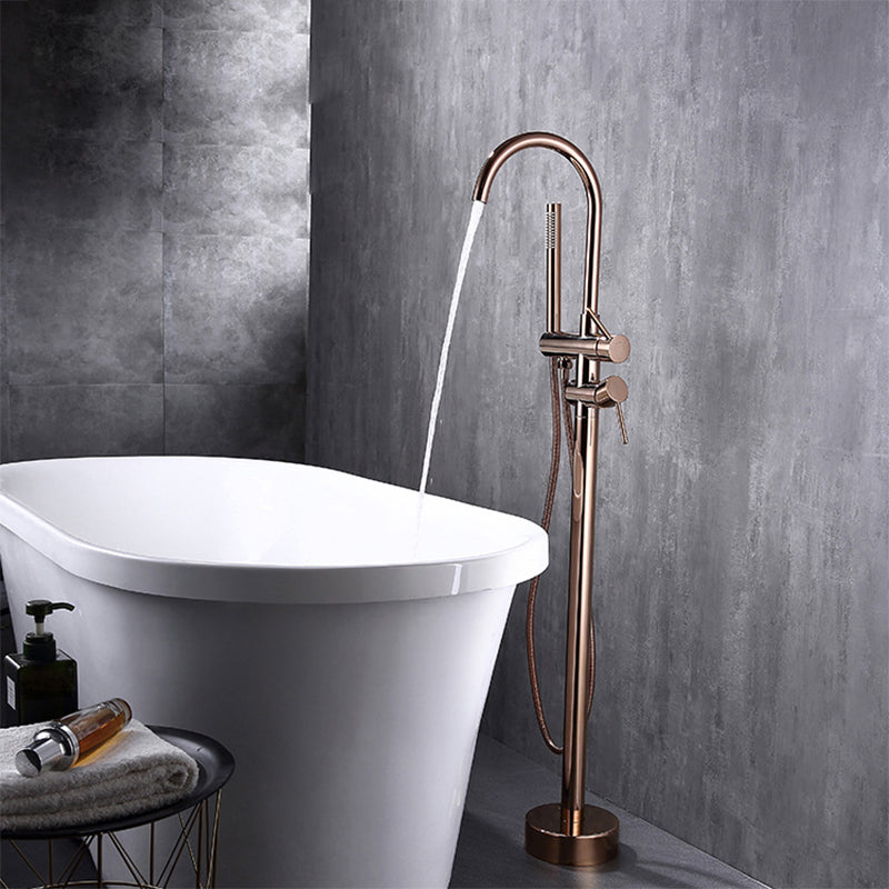Floor Mounted Metal Freestanding Tub Filler High Arc Freestanding Faucet