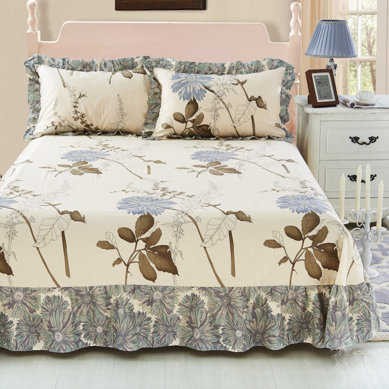 1 and 3-Piece Bed Sheet Plain Weave Floral Cotton Bed Sheet Queen