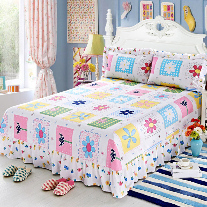 1 and 3-Piece Bed Sheet Plain Weave Floral Cotton Bed Sheet Queen